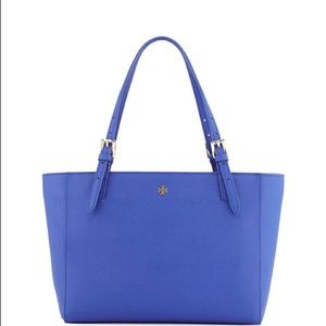 Tory Burch York Small Saffiano Tote Bag, Jelly Blue